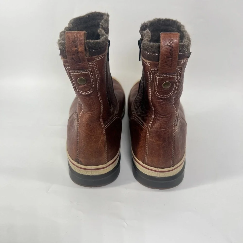 Clarks Grove Boots Men Size 12 Duck Zip Brown Leather Work Muck Sneaker Lined
